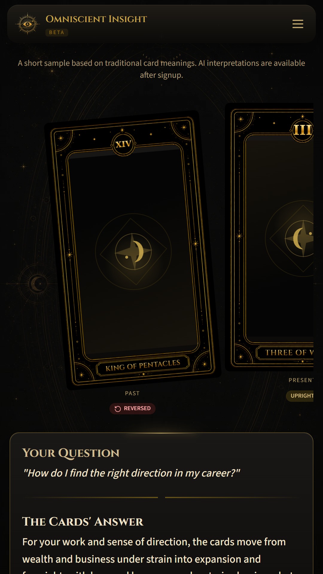 Tarot preview · mobile, 1080 × 1920